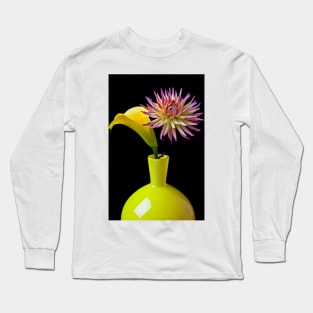 Calla Lilly and Daliha in Yellow Vase Long Sleeve T-Shirt